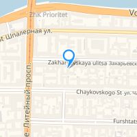 View map: St.Petersburg, hostel "Zavtra v Piter", Zaxarevskaya 9